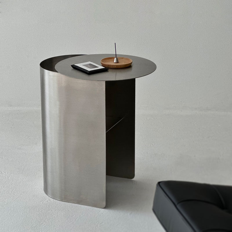 table-03100 ステンレス Uカーブ ラウンド サイドテーブル | ART OF B