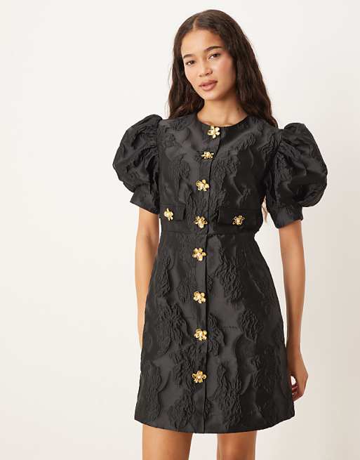 Sister Jane jacquard mini dress in black | ASOS