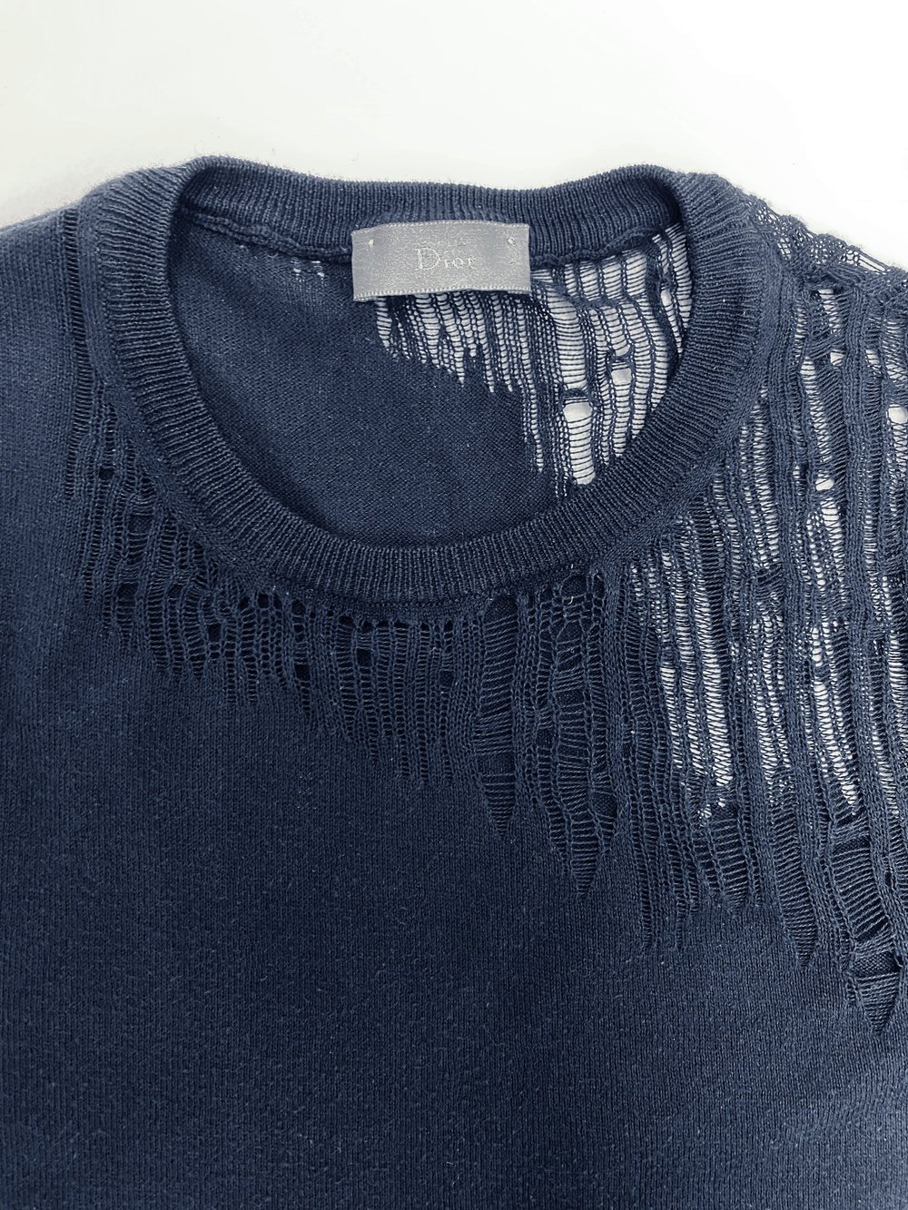 Dior Homme S/S 2006 shredded navy blue sweater — JAMES VELORIA