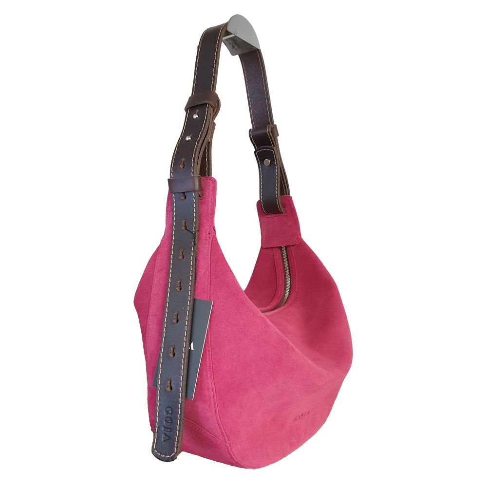 Handmade Navy Suede Moon Bag with Adjustable Leather Strap — GOJA