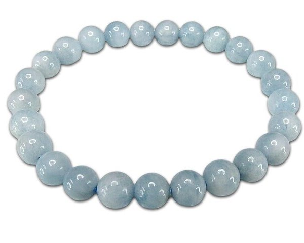 アクアマリン7mmブレスレットミルキーブルー色天然石海の宝石 - 【石街