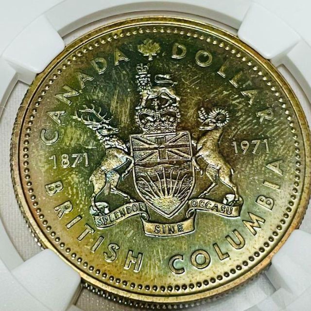 カナダ ブリティッシュコロンビア 銀貨 1971 NGC SP65 1ドル カナダ