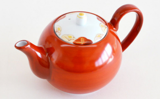 美濃焼】 赤絵 流水椿 茶器セット 【織部/蔵珍窯】 食器 ポット 湯呑み