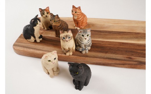 手づくり木彫りお座りねこ【キジトラ】 - 三重県伊賀市｜ふるさと