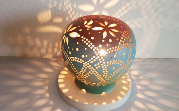 陶器のランプシェード『光の花』 とうき 手作り 陶器 ランプ 照明