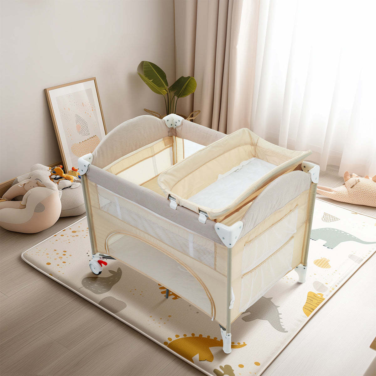HZDMJ コンパクトベビーベッド メッシュサイド付き HZDMJ ベビーベッド