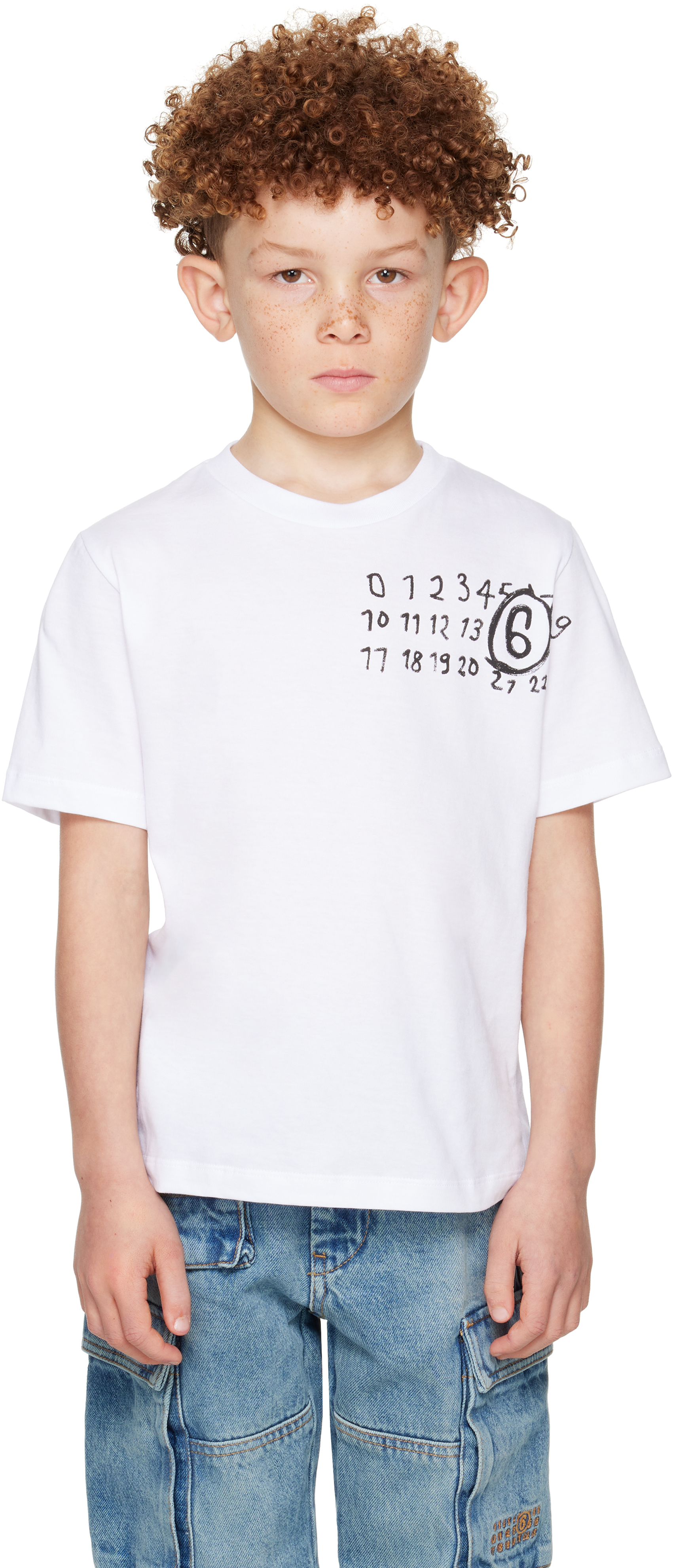 Kids White Printed-Logo T-shirt by MM6 Maison Margiela on Sale