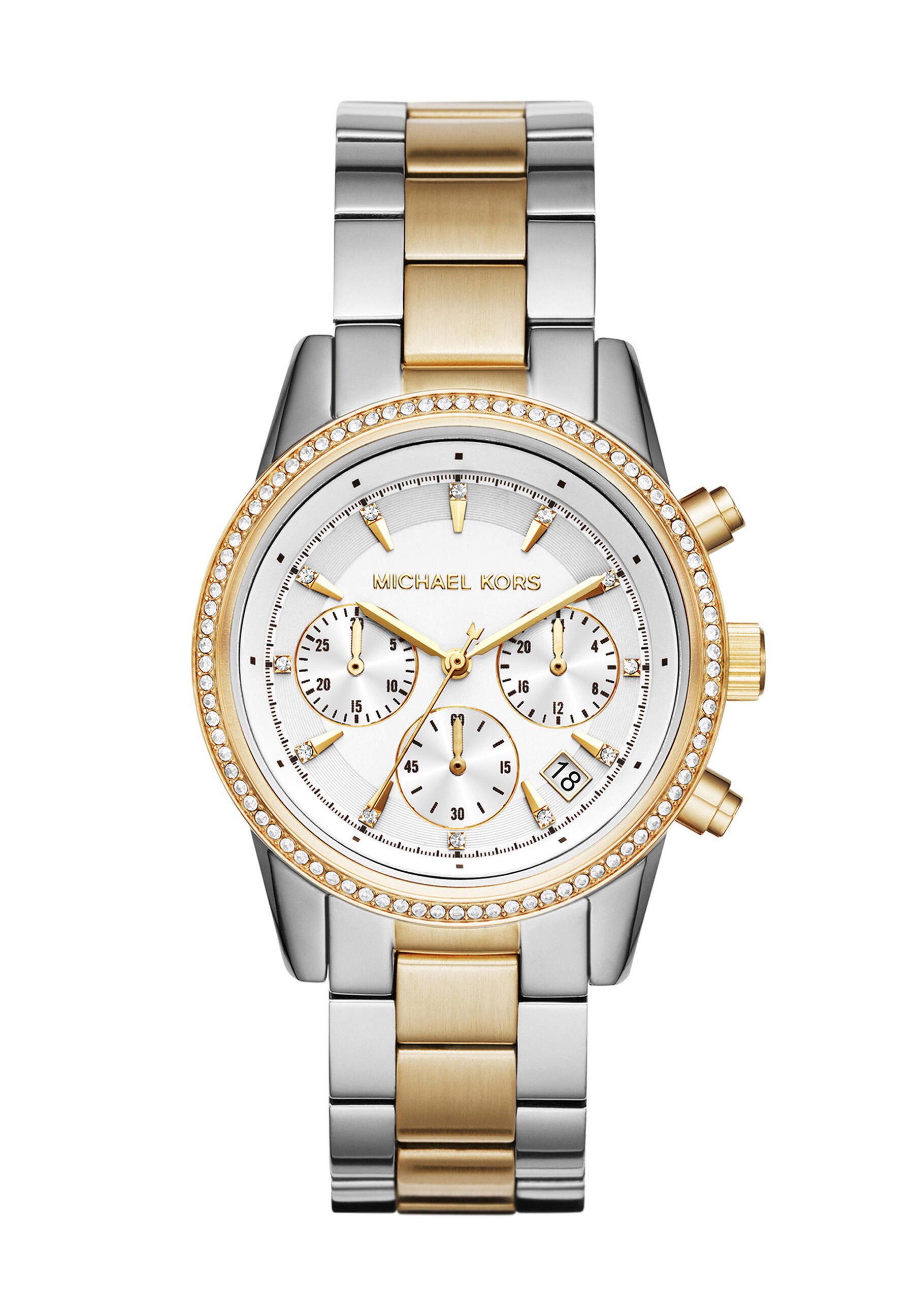 Michael Kors BRYANT - Chronograph watch - silver-coloured/gold