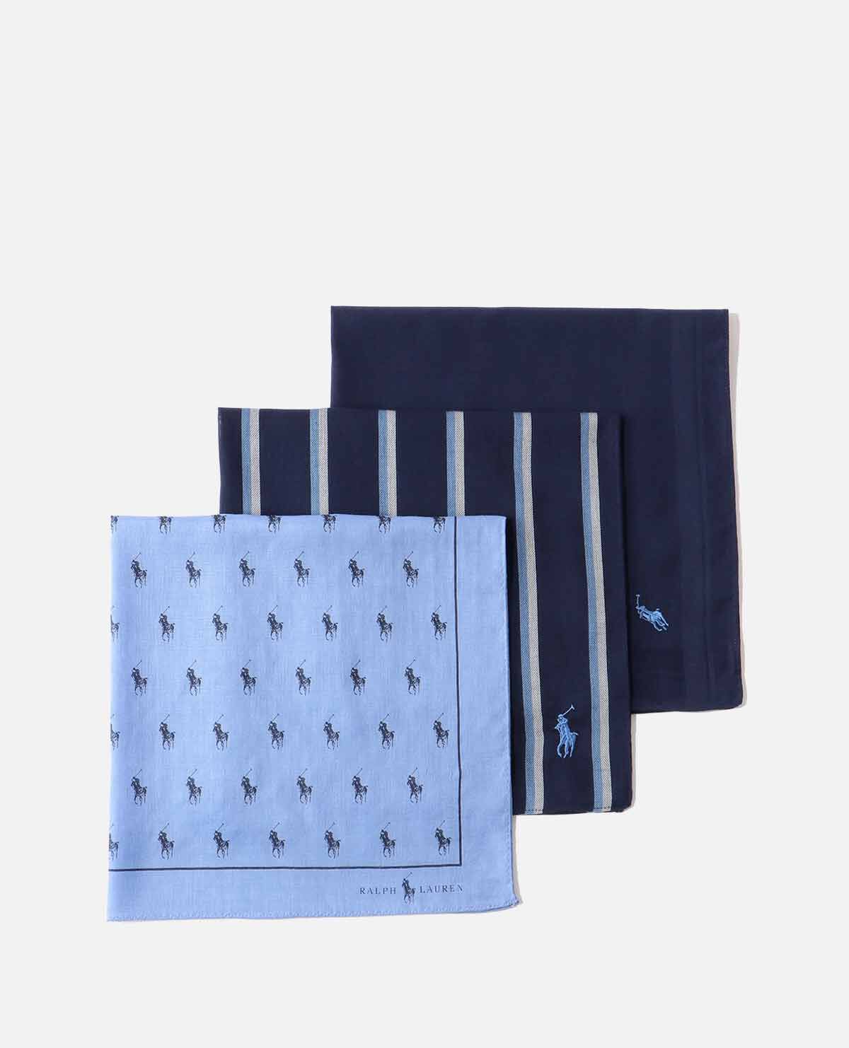 ハンカチ セット 3枚 ネイビー｜ポロ ラルフ ローレン / POLO RALPH