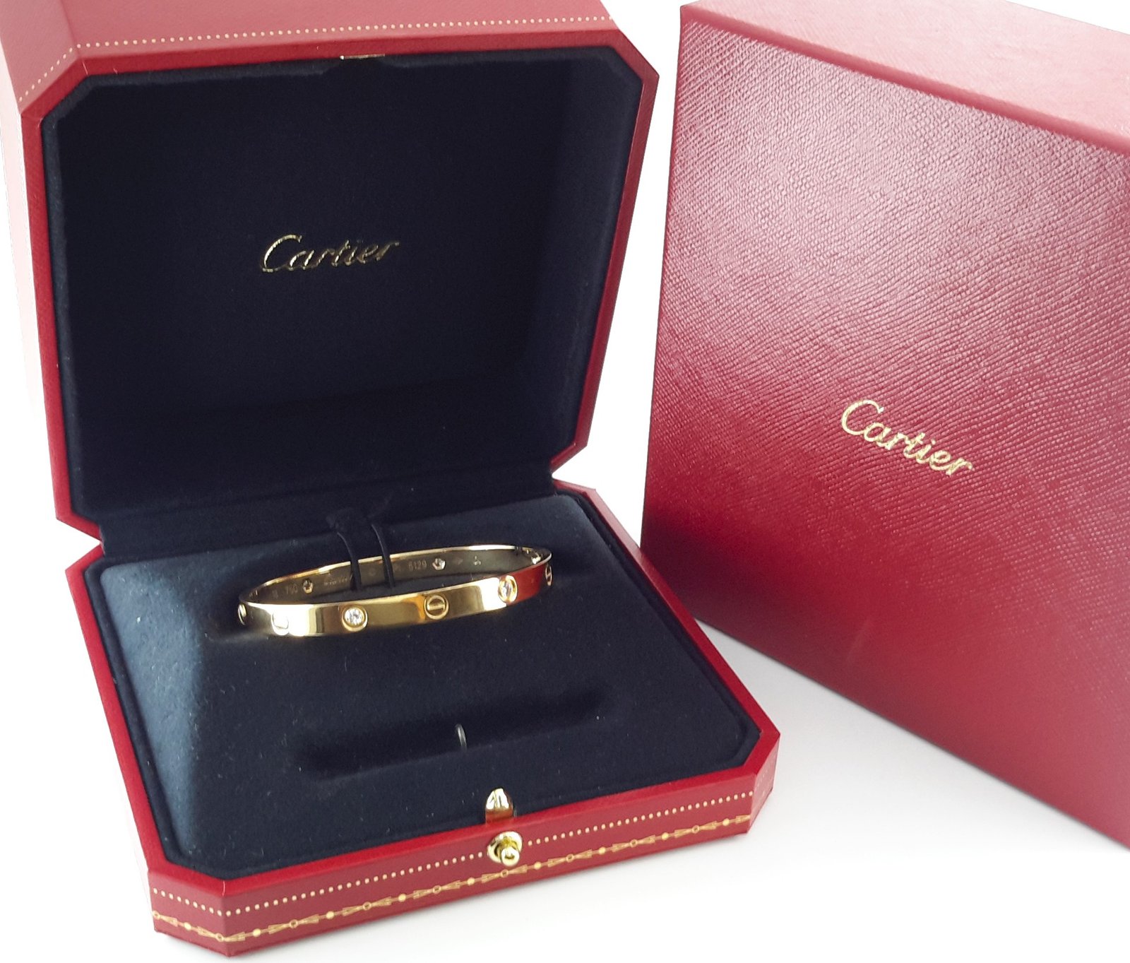 CARTIER LOVE 18KY 4DIA BRACELET SIZE 18 – B3949 – Johnny B & Co