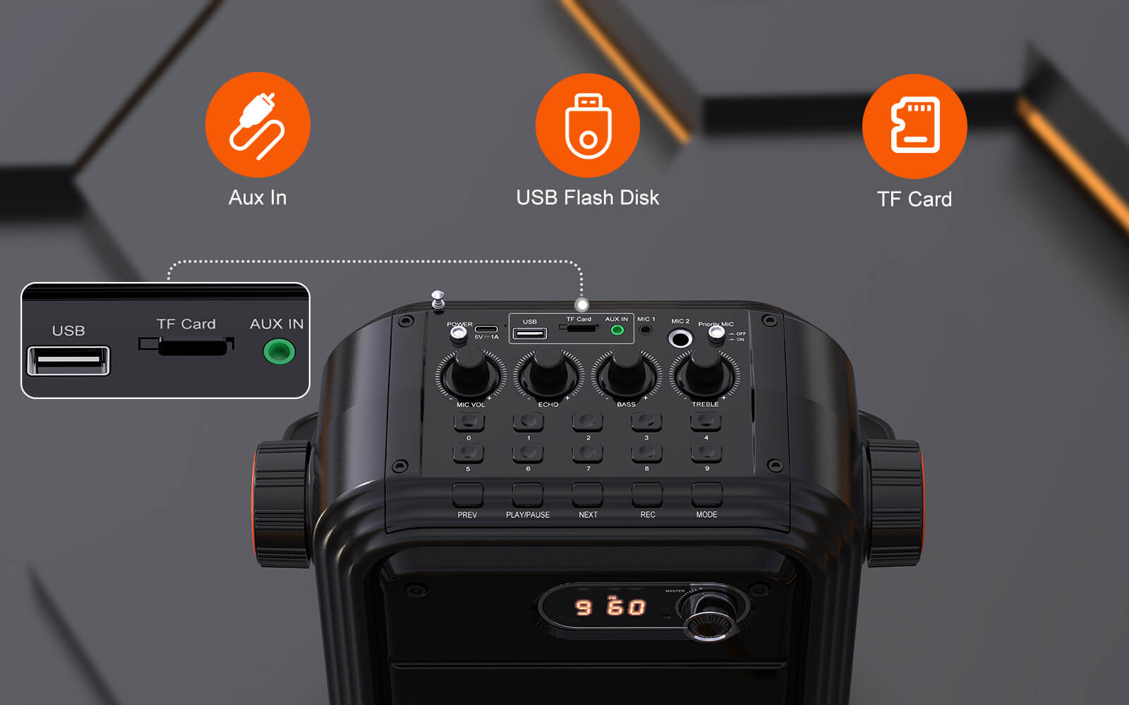 JYX 66BT Karaoke Machine with Two Wireless Microphones