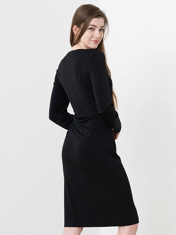 ブラック サイドギャザーワンピース– kay me