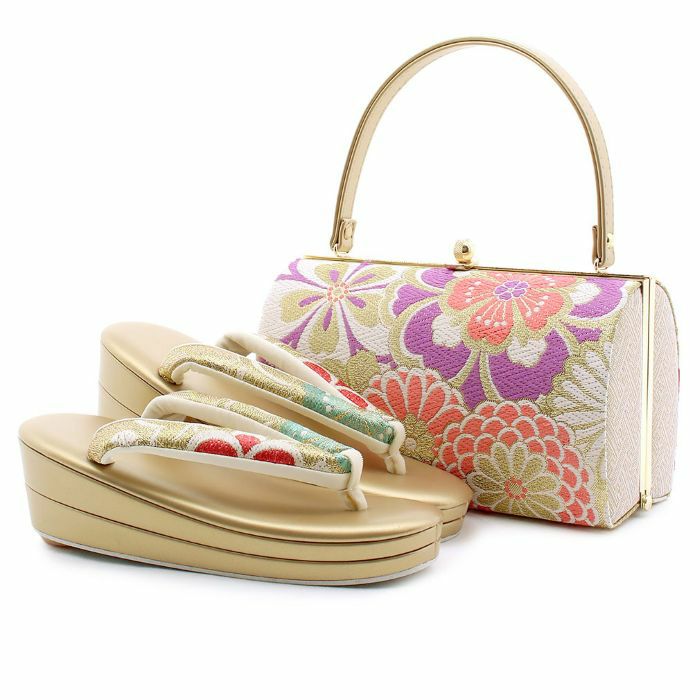 アウトレット】振袖 草履 バッグ セット 成人式 紫 ピンク 金 草履