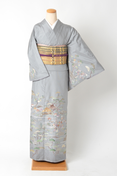 訪問着[大島紬訪問着/スワトウ刺繍]｜着物レンタルあき (来店着付け