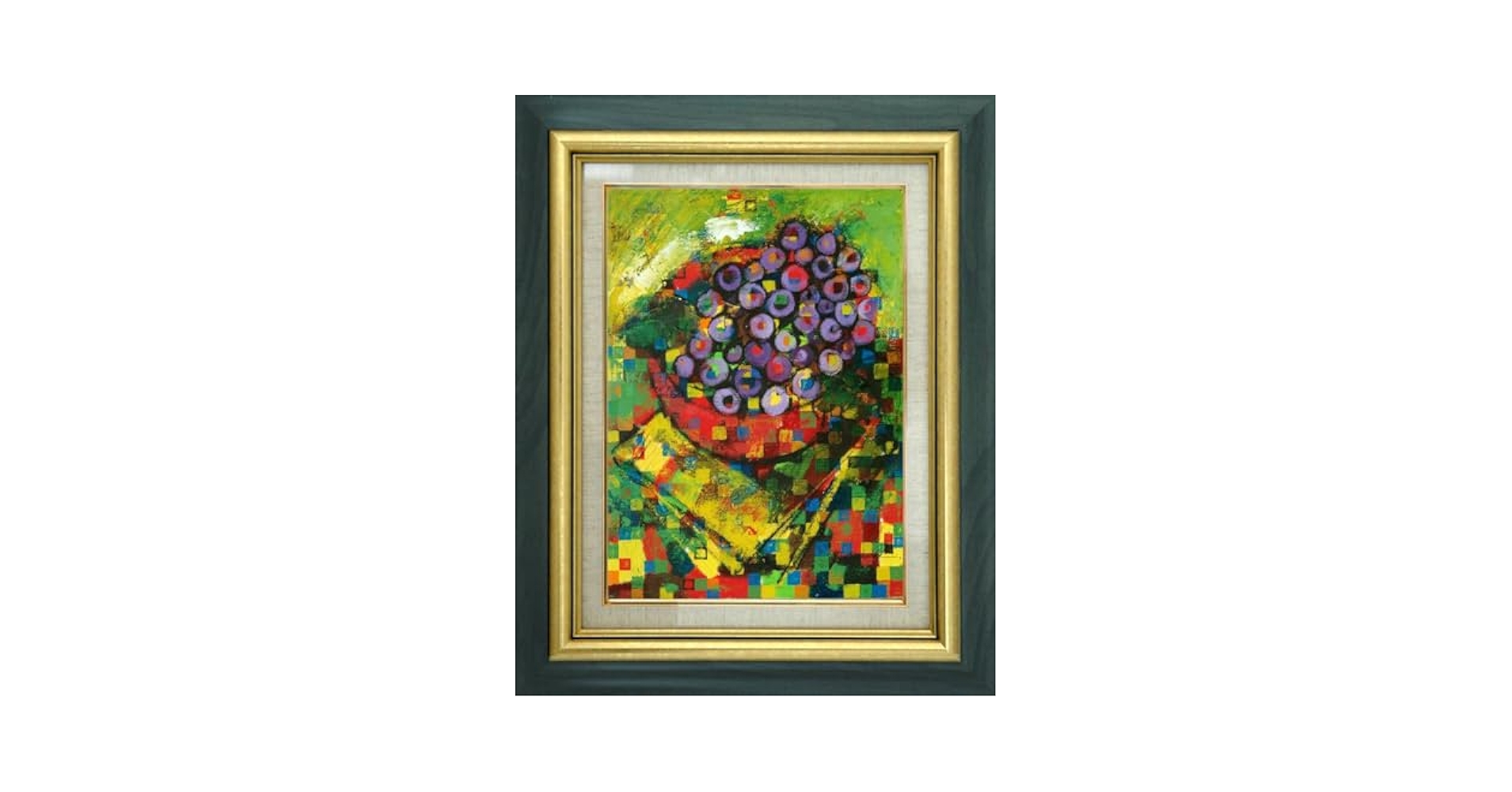 油絵 絵 絵画インテリア 額付(青緑＋金色の枠) F6-080114 人物 女性