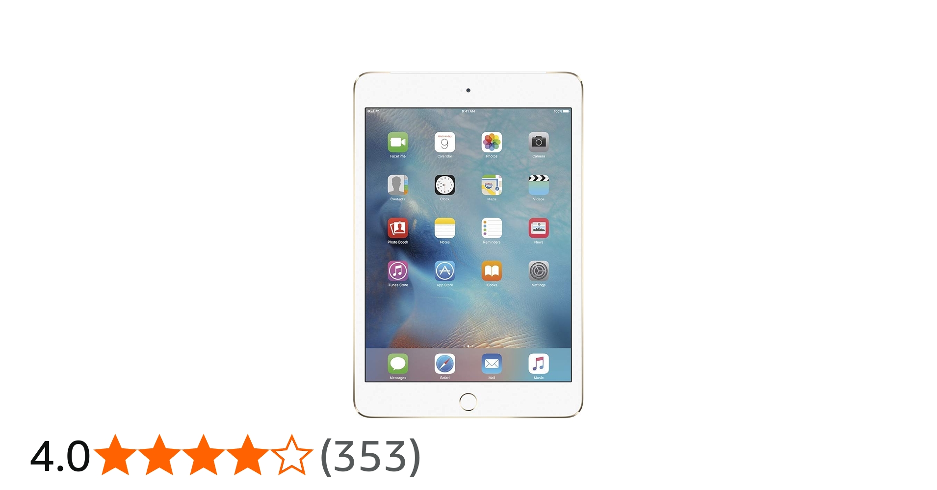 Apple iPad Mini 4 MK6L2LL/A 7.9-inch, 16GB, Wi-Fi, iOS 9, Gold