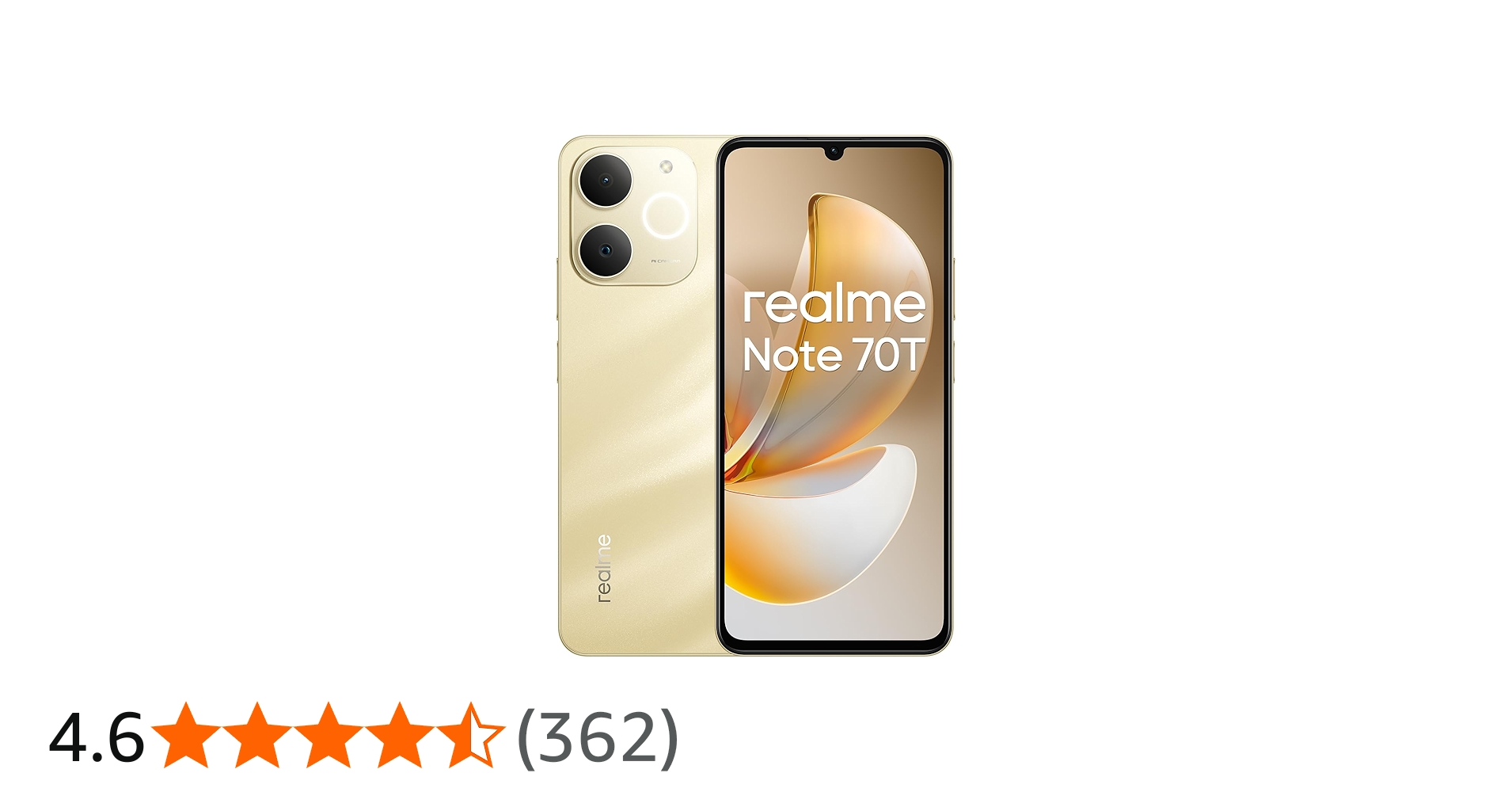 realme Note 70T 4G Smartphone 4+128GB, Gold, 6.75-inch screen