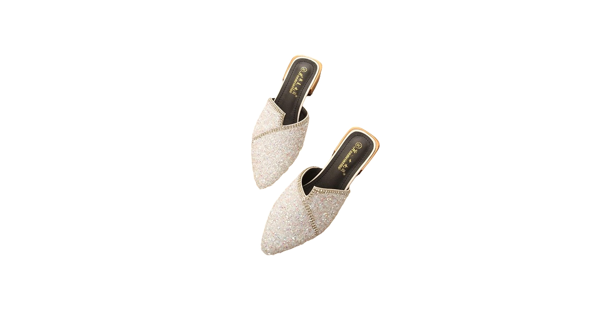 Amazon.com | Rhinestone Mules for Women Flats Pointed Toe Backless