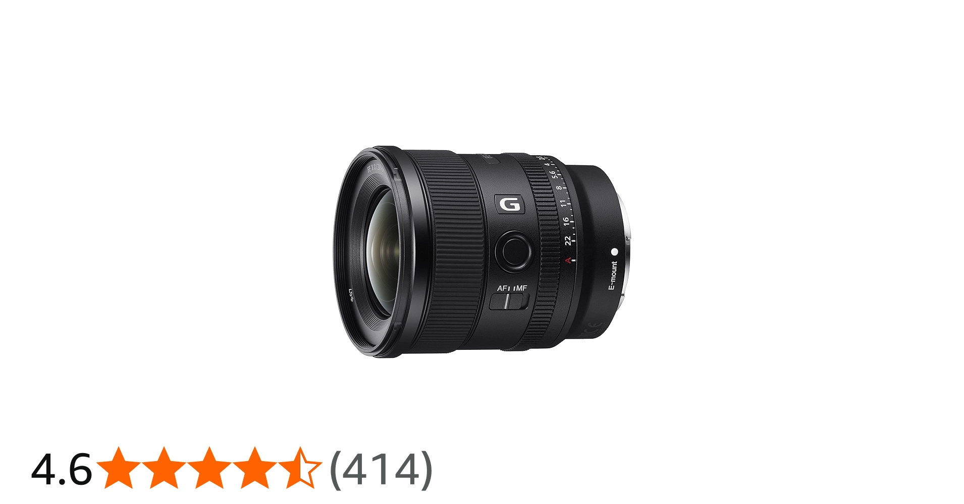 Sony E Mount Sony FE 20mm F1.8 G Full-Frame Lens (SEL20F18G