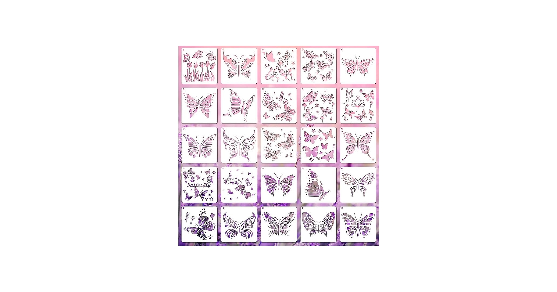 Amazon.co.jp: seimeinoki ステンシルシート 蝶 25枚セット 25種類 こ