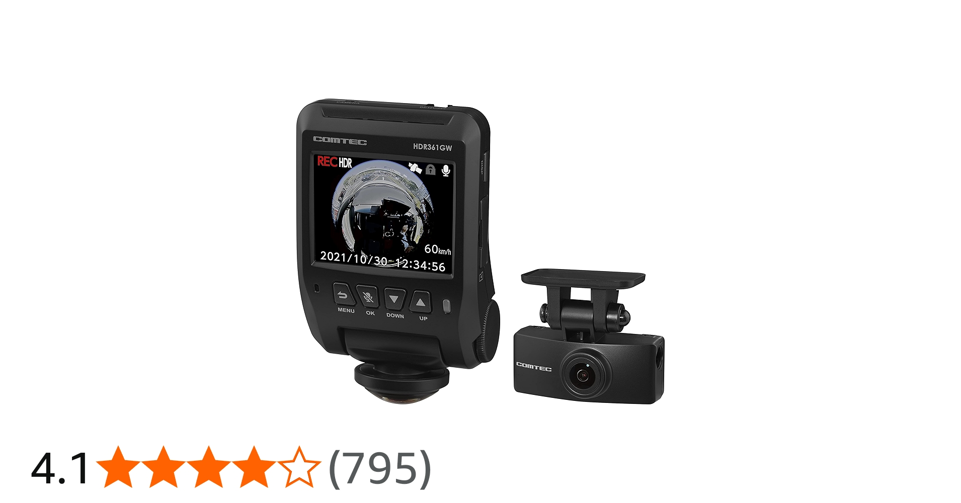 Amazon | コムテック 車用 ドライブレコーダー 360度全方位+リヤカメラ