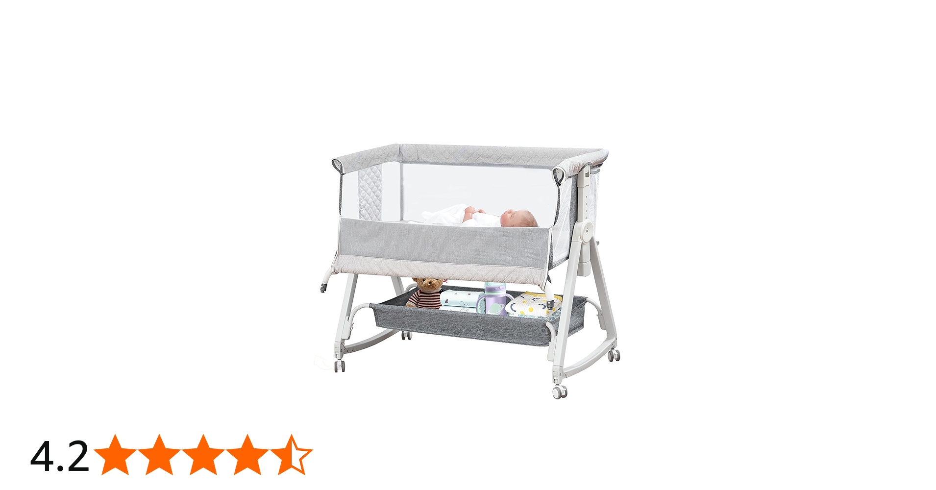 Amazon.co.jp: ベビーベッド 添い寝ベッド グレー 乳児用ベッド 多機能