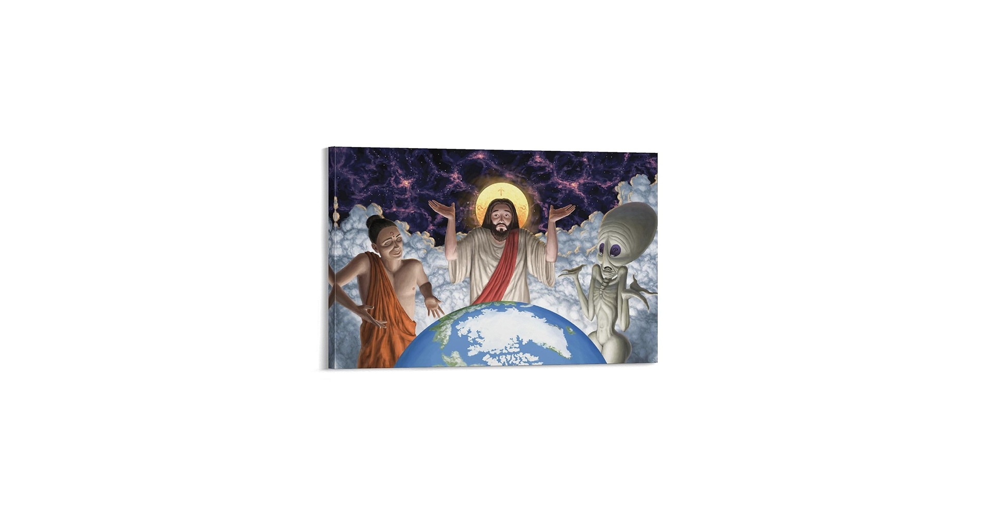 Amazon.com: Taishanwa Pop Art Buddha Jesus And Aliens Painting On