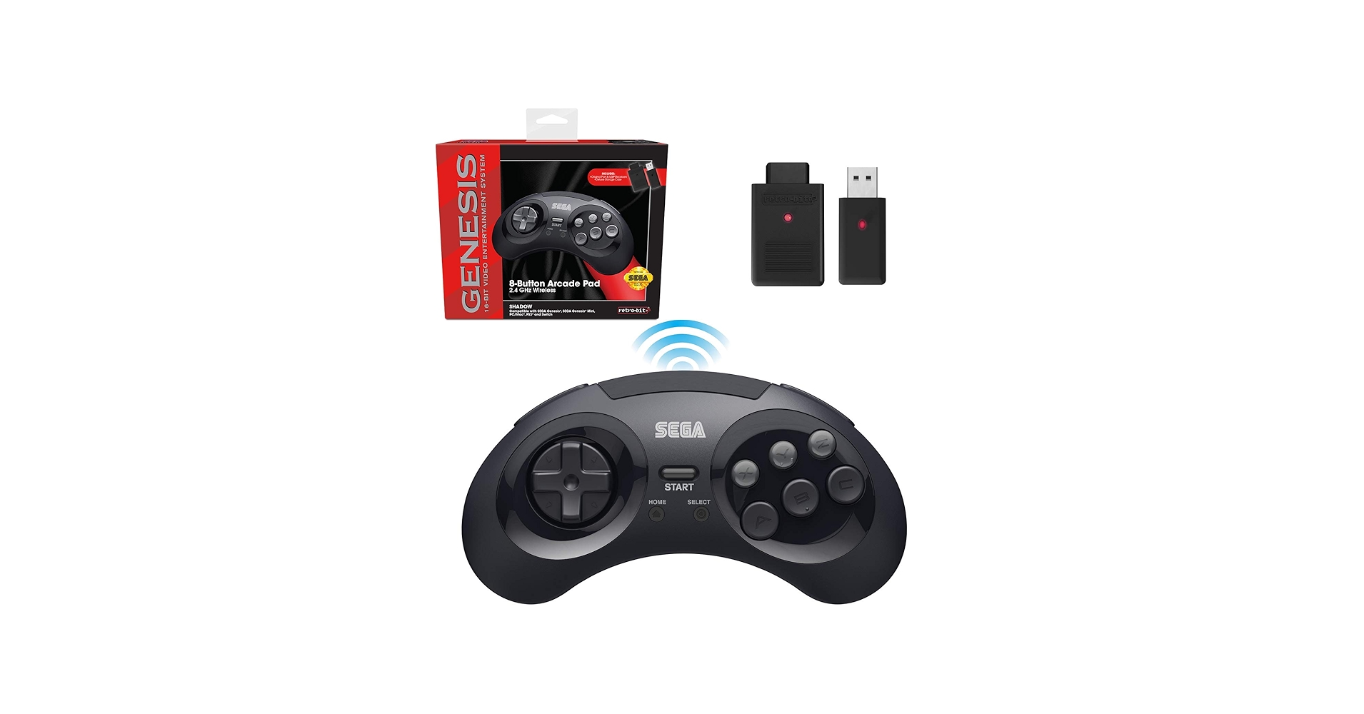 Amazon.com: Retro-Bit Sega Genesis 2.4 GHz Wireless Controller 8