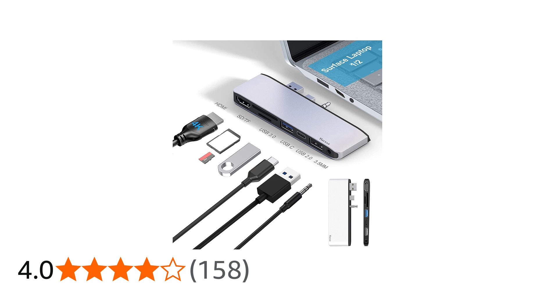 Amazon | Microsoft Surface laptop 2/laptop 1 専用 USBハブ 4K HDMI