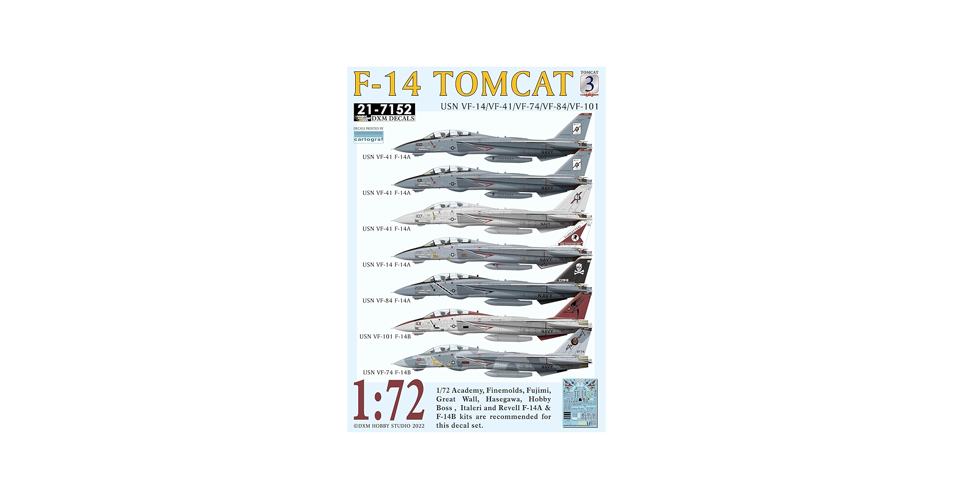 Amazon | DXMデカール 21-7152 1/72 アメリカ海軍 VF-14/41/74/84/101