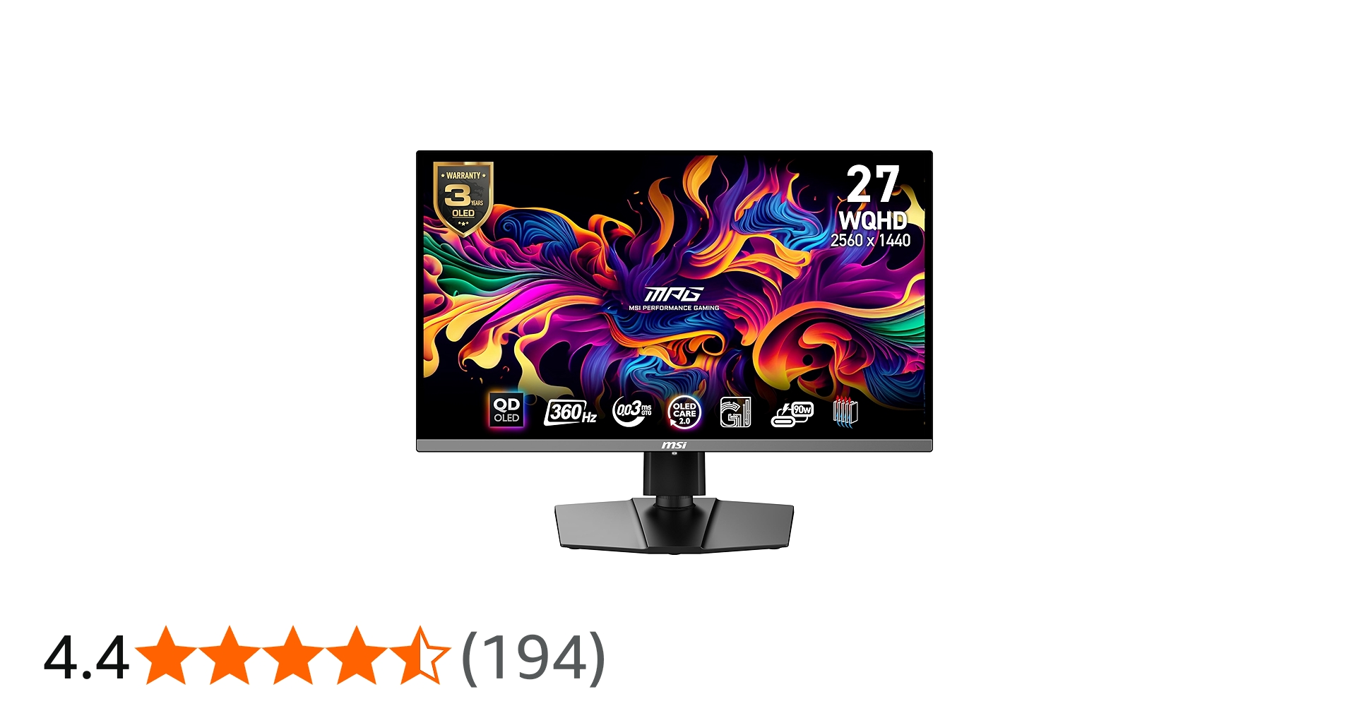 Amazon.co.jp: MSI MPG 271QRX QD-OLED, 27 OLED Gaming Monitor, 2560