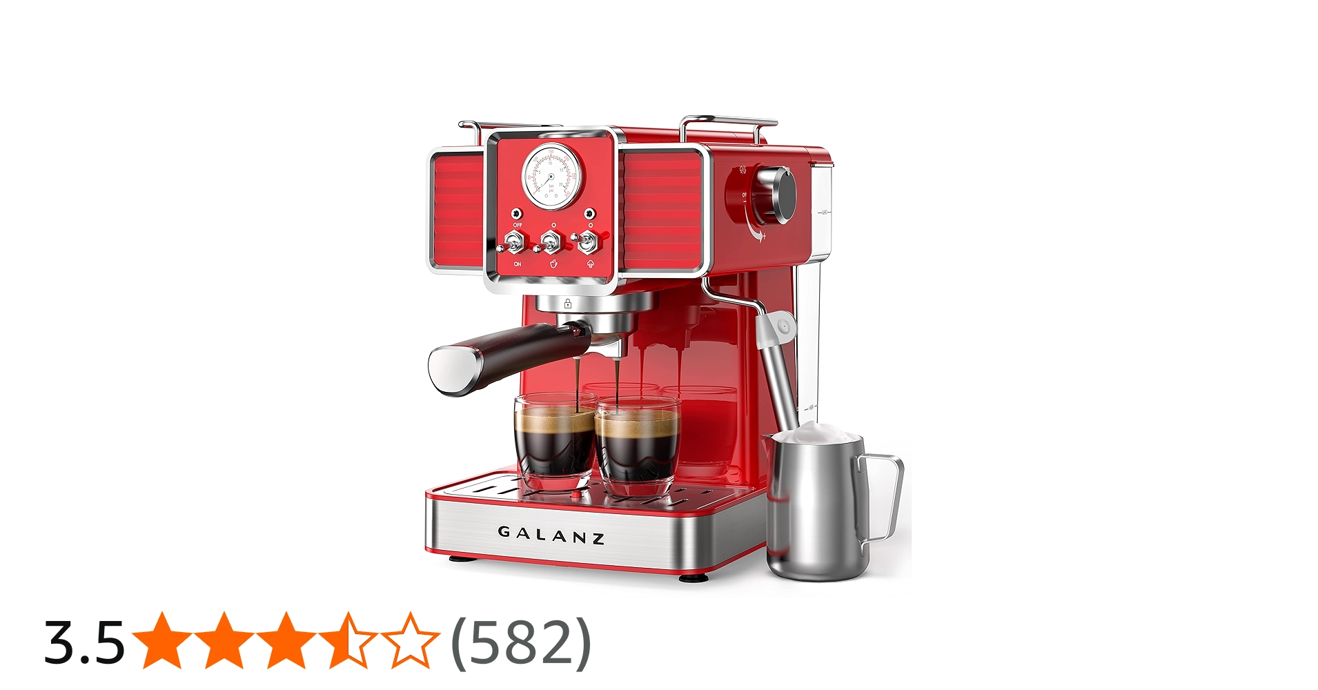 Amazon | Galanz レトロエスプレッソマシン ミルク泡立て器付き 15