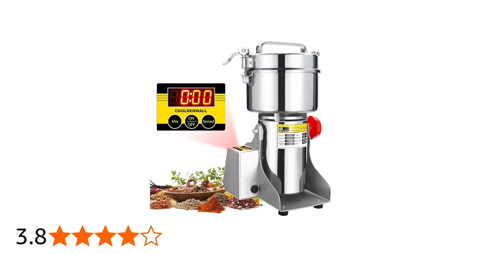 Amazon.co.jp: CGOLDENWALL 2500g粉末ミルLED表示 電動微粉砕機業務用