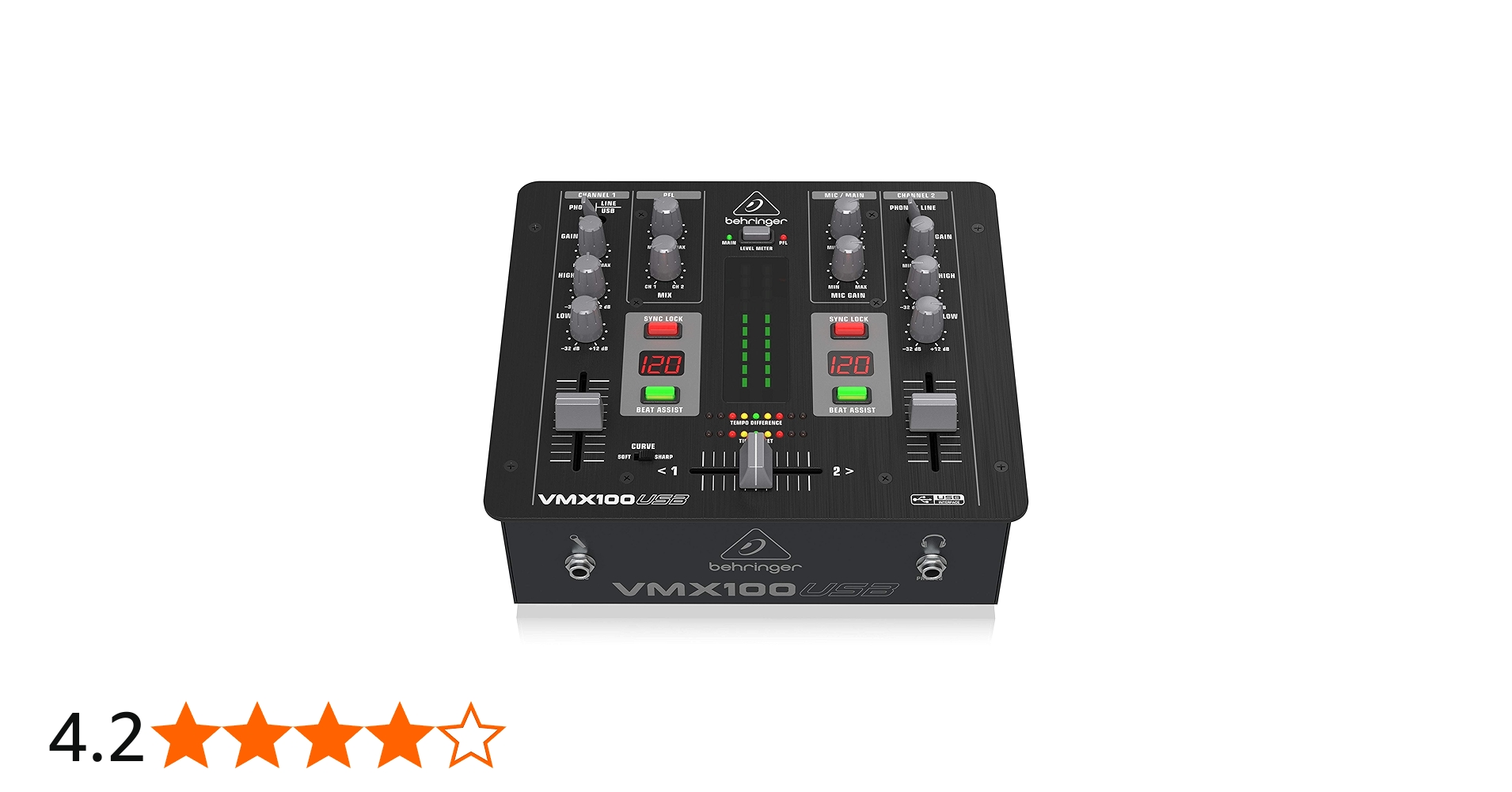 Behringer PRO MIXER VMX100USB Professional 2-Channel DJ Mixer with