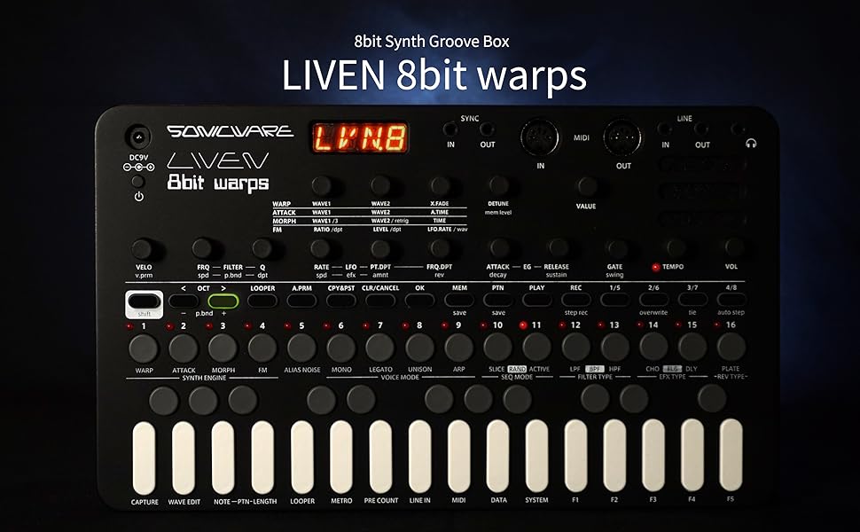 Amazon.com: Sonicware Liven 8bit Warps [8-bit Synthesizer with 4