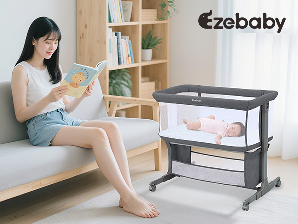 Amazon.co.jp: Ezebaby ベビーベッド 添い寝 高さ7段調節 移動式