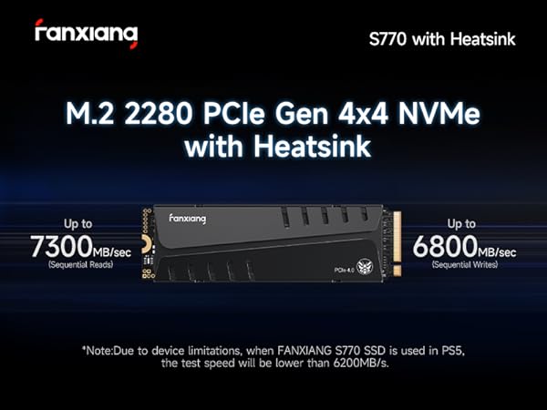 Amazon.com: fanxiang S770 1TB NVMe M.2 SSD for PS5 - with Heatsink