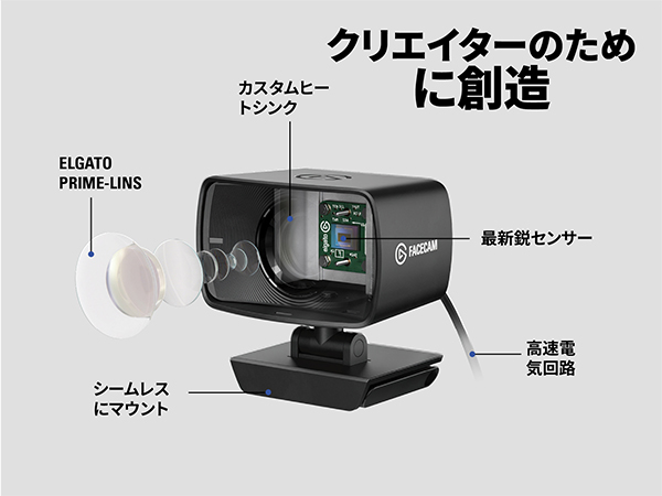 Amazon.co.jp: Elgato Facecam - 1080p60の真のフルHDウェブカメラ