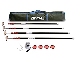 ZIPWALL ZP4 ZipPole 10 Foot Spring Barrier (Pack of 4) Loaded