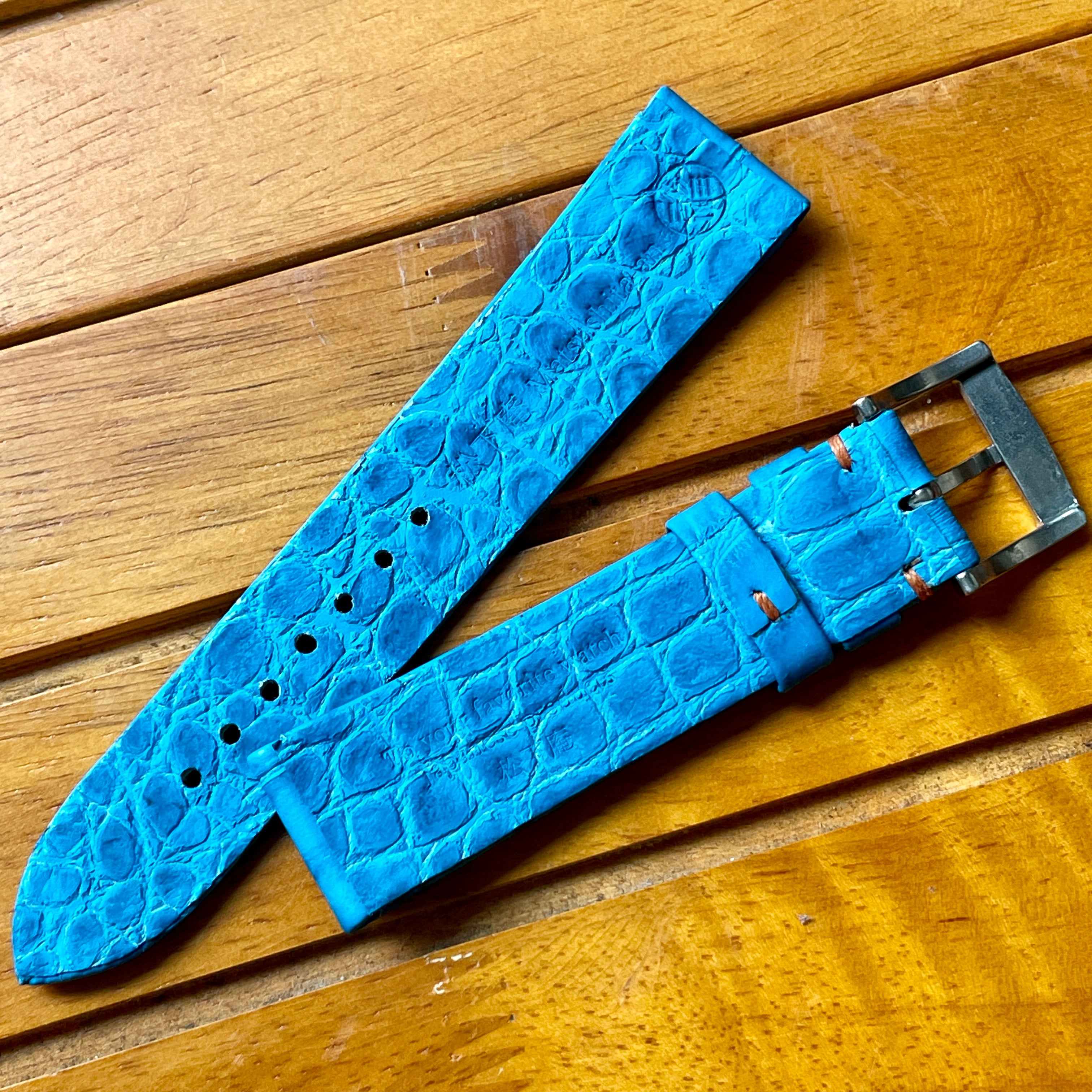 ウレタン無双】ターコイズブルークロコ型押し 18㎜・20㎜ – 松下庵