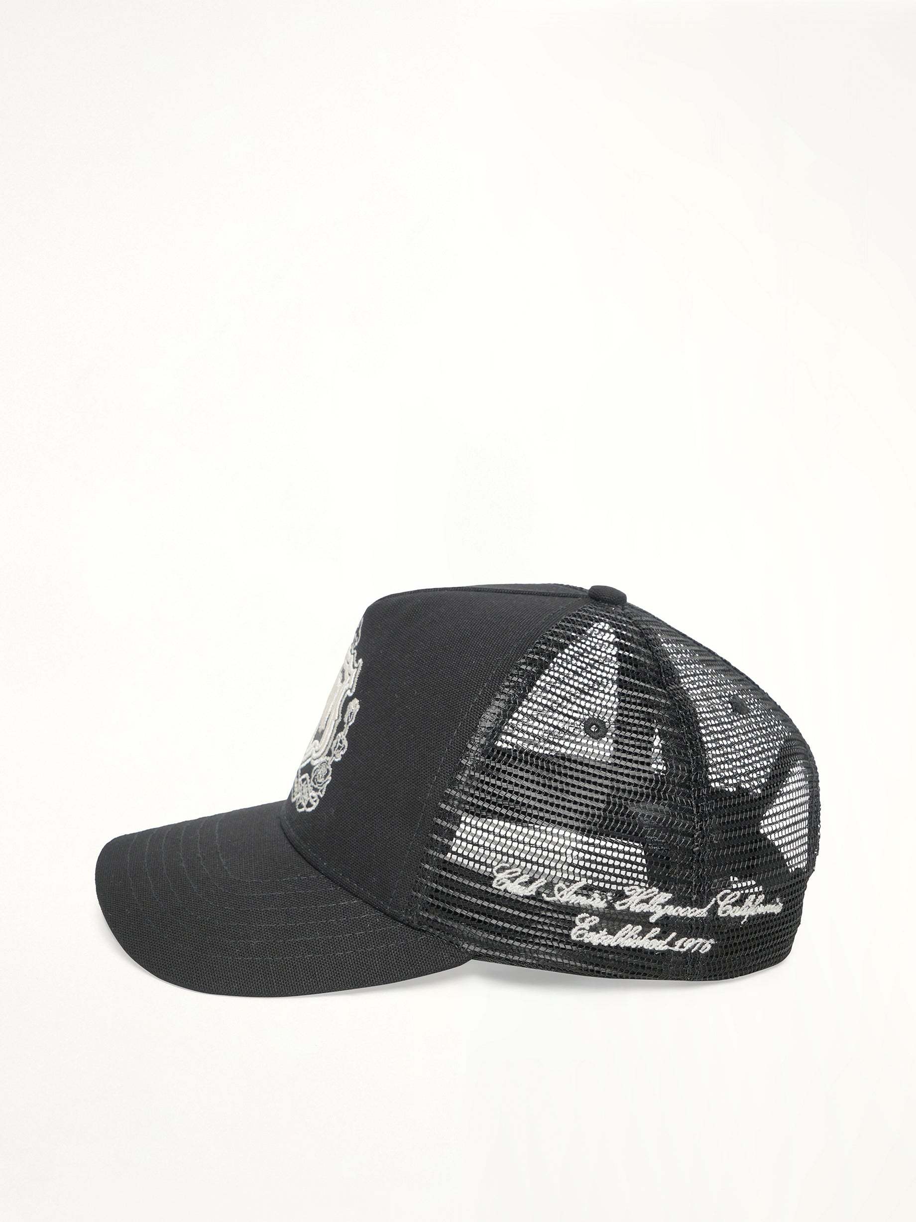 AMIRI - MA Crest Trucker Hat in Black | MARAIS