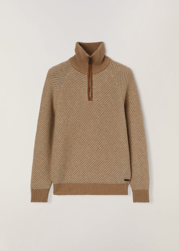 Bayan Half-Zip Cashmere, Cotton - Coarsehair SUMMERVILLE BROWN