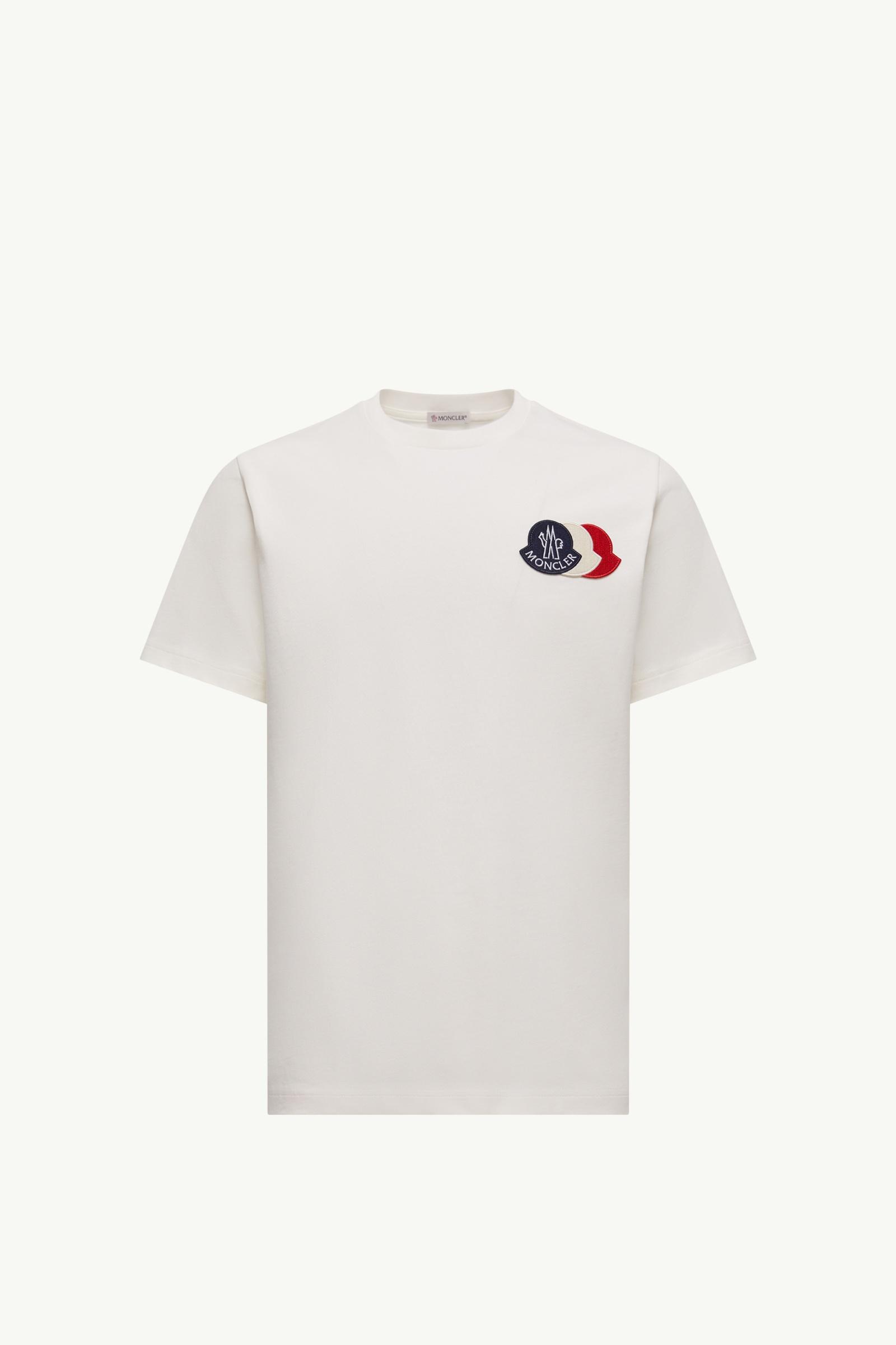 White Embroidered Tricolor Logo Cotton T-Shirt - Polos & T-shirts