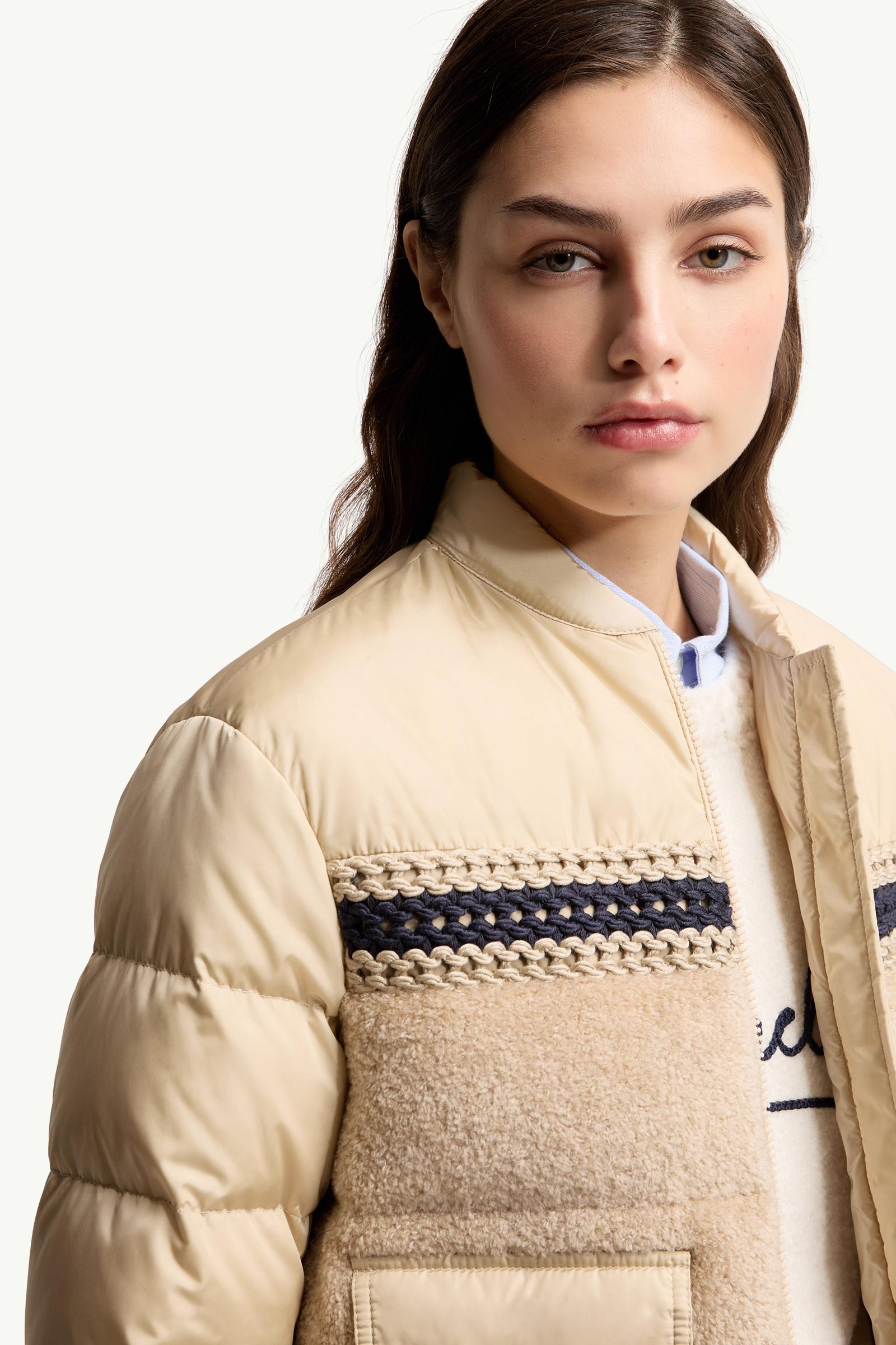 Camel Beige Achillee Teddy Down Bomber - Short Down Jackets for