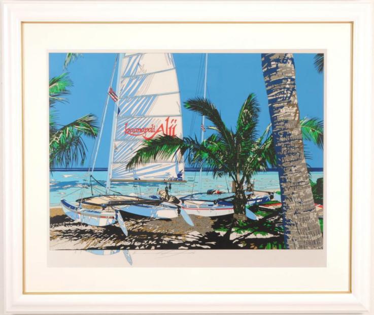 海の絵画をリトグラフの版画で制作した鈴木英人のハワイの海の絵