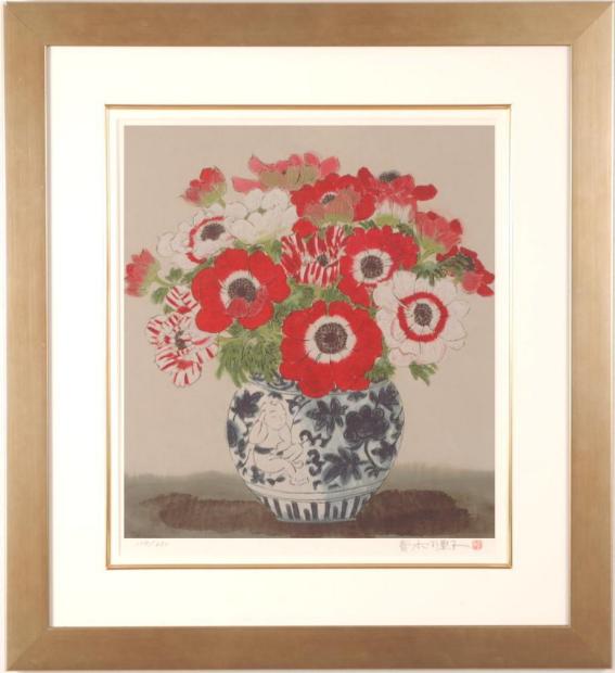 花の絵画をジークレーの版画で制作した青木乃里子の和の花の絵