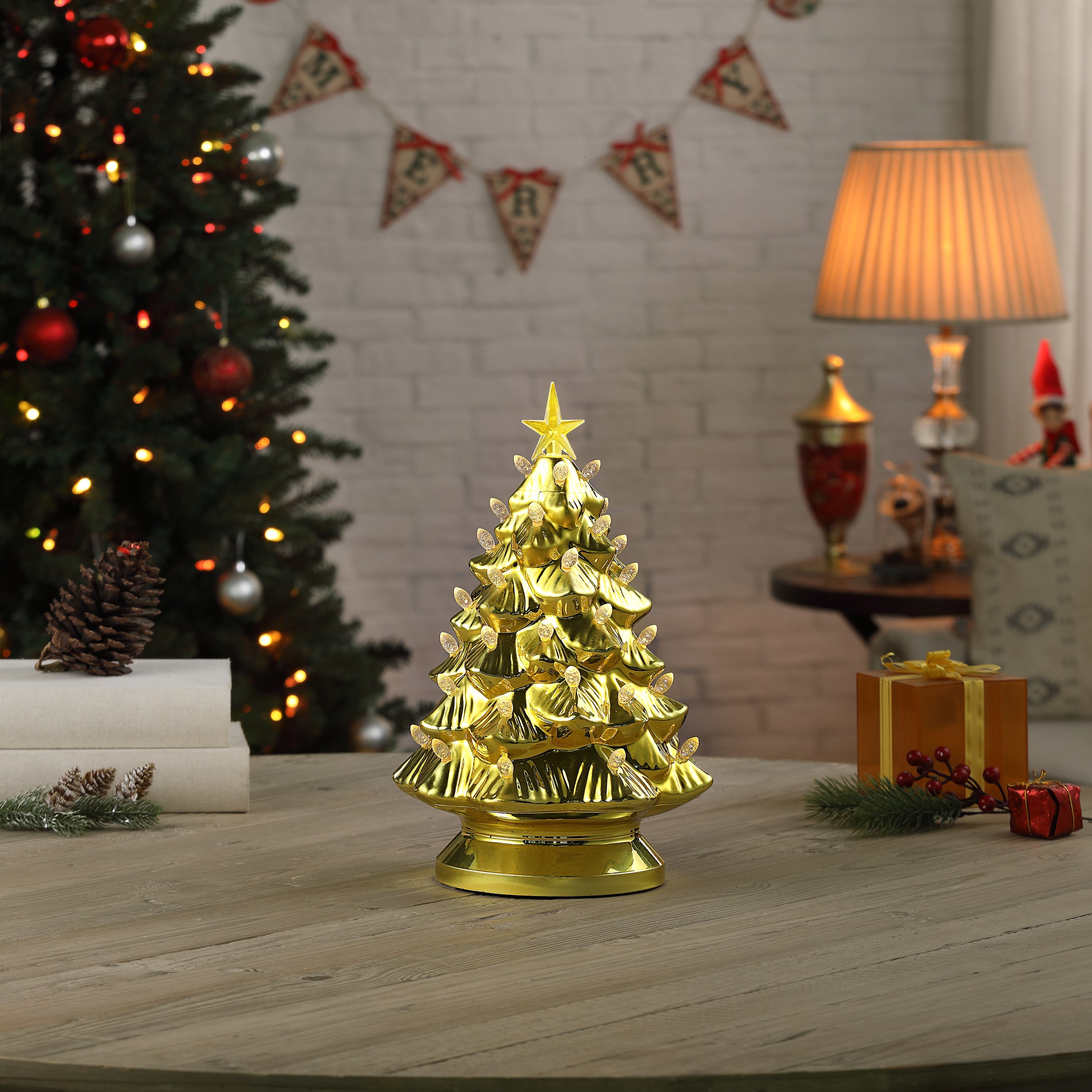 14 in. Shatterproof Nostalgic Tree - Gold – Mr. Christmas