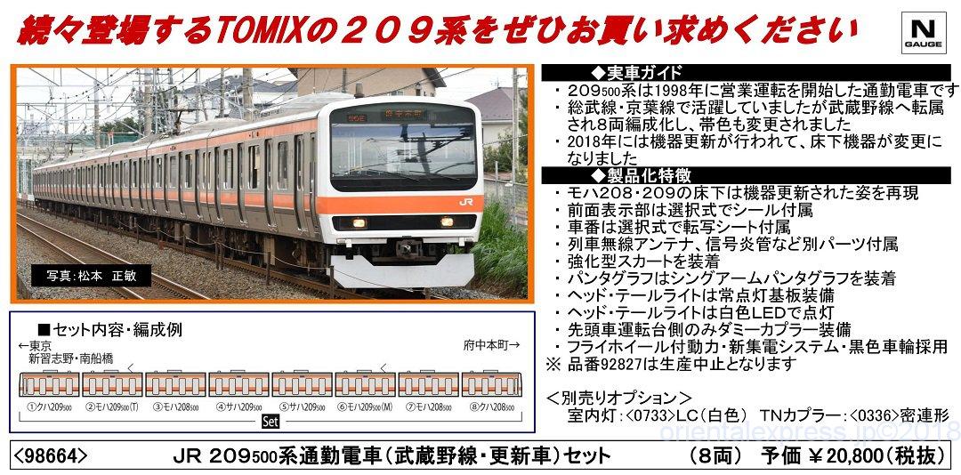 TOMIX 209系500番台通勤電車(武蔵野線・更新車)セット 98664