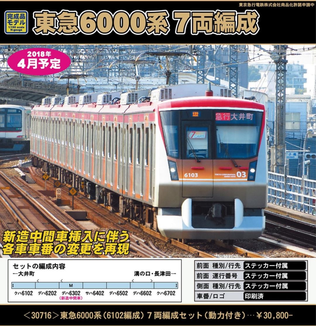 GREENMAX 東急6000系（6102編成）7両編成セット（動力付き）30716