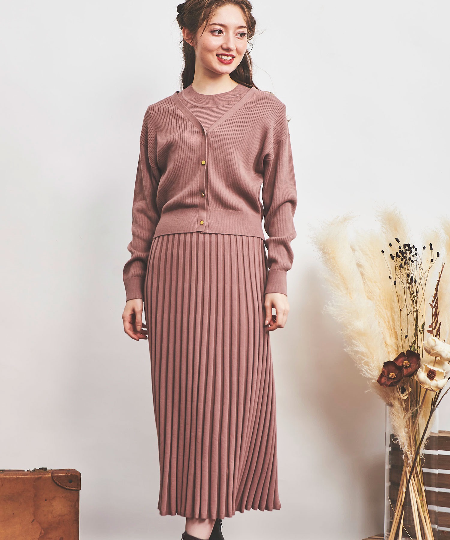 カーデセットリブニットワンピース | ニットワンピース | NOELA